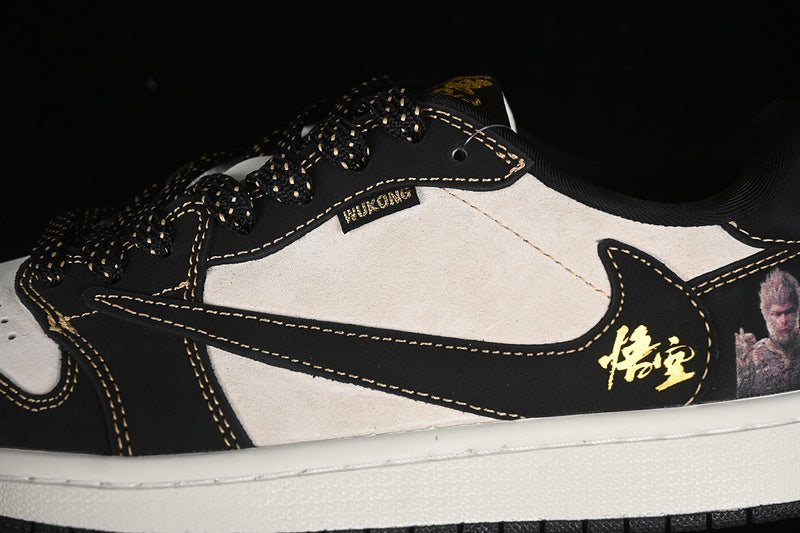 Nike Air Jordan 1 Low OG SP Travis Scott Fragment Design Black White Gold Sneakers