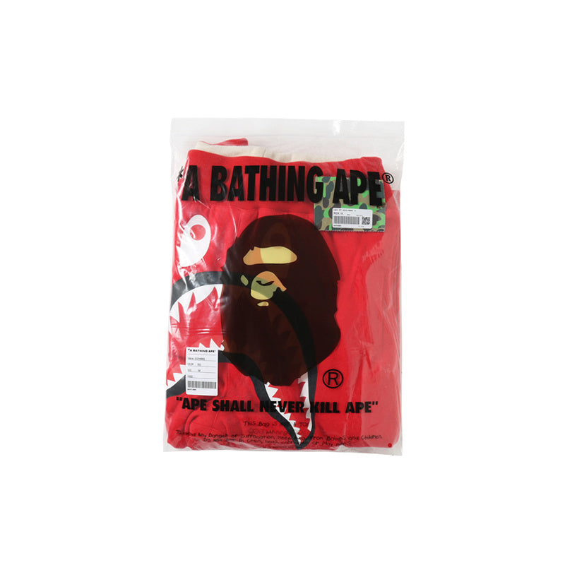 A Bathing Ape Shark Head Camouflage Patchwork Double Face Wear Trousers Red