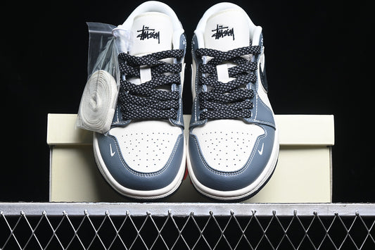 Nike Air Jordan 1 Low Grayish Blue Black White Sneakers