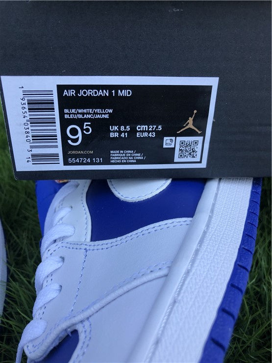 Nike Air Jordan 1 Mid Laser Orange White Deep Royal Blue Sneakers