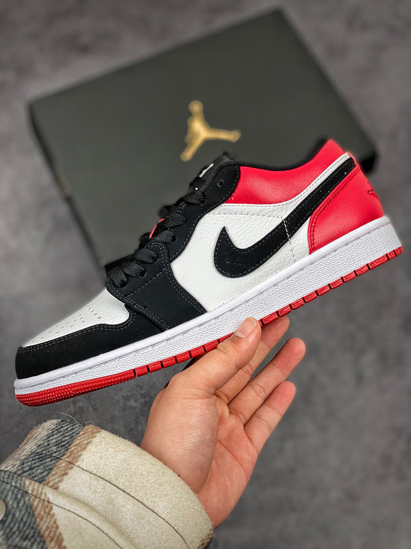 Nike Air Jordan 1 Low GS Black Toe Red White Sneakers