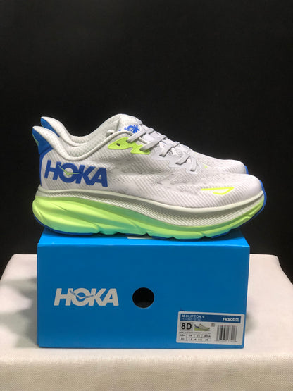 Hoka One One Clifton 9 Running Shoes Athletic Shoes Sneakers White/Green