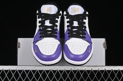 Nike Air Jordan 1 Low White Black Purple Gold Sneakers