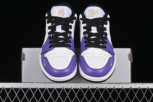 Nike Air Jordan 1 Low White Black Purple Gold Sneakers