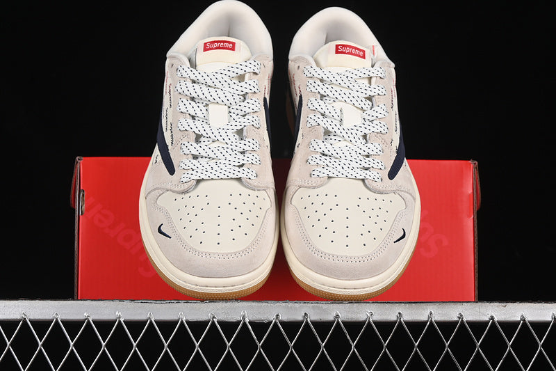 Travis Scott Fragment Design Nike Air Jordan 1 Low Supreme OG SP Blue Beige Grey Sneakers