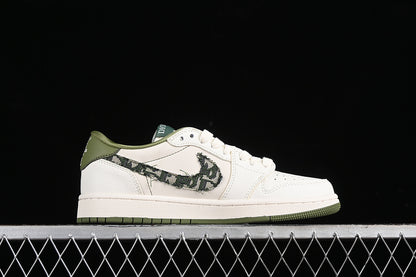 Nike Air Jordan 1 Low DIOR Off-White Travis Scott  Fragment Design White Grass Green Sneakers