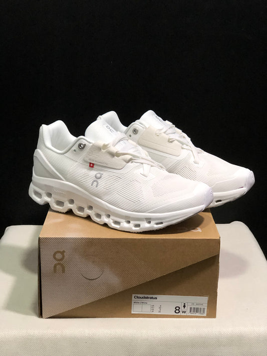 On Running Cloudstratus Breathable Support Running Shoes All White