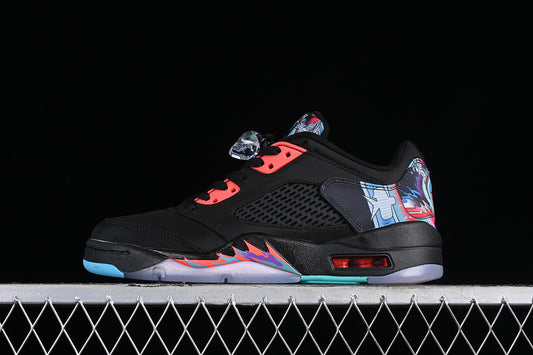 Nike Air Jordan 5 Retro Low Bright Red Blue Black Sneakers