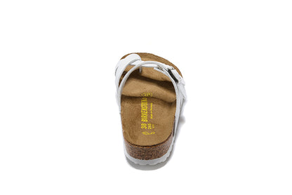 Birkenstock Madrid White Single-Snap Comfort Toe-Loop Leather Sandals
