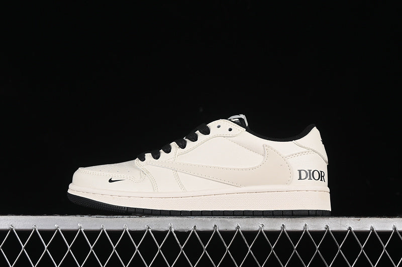 Travis Scott Fragment Design Nike Air Jordan 1 Low OG SP Black White Casual Sports Shoes