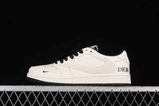 Travis Scott Fragment Design Nike Air Jordan 1 Low OG SP Black White Casual Sports Shoes