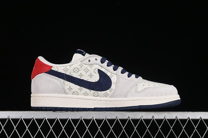 Nike Air Jordan 1 Low LV Travis Scott Fragment Design OG SP Navy Grey White Sneakers