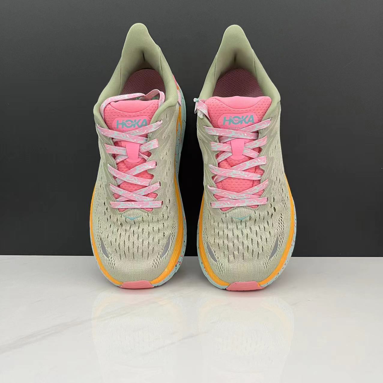 Hoka One One Clifton 8 Fashion Shoes Shock-absorbing Sneakers Light Green