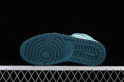 Nike Air Jordan 1 Mid White Turquoise Green Sail Sneakers