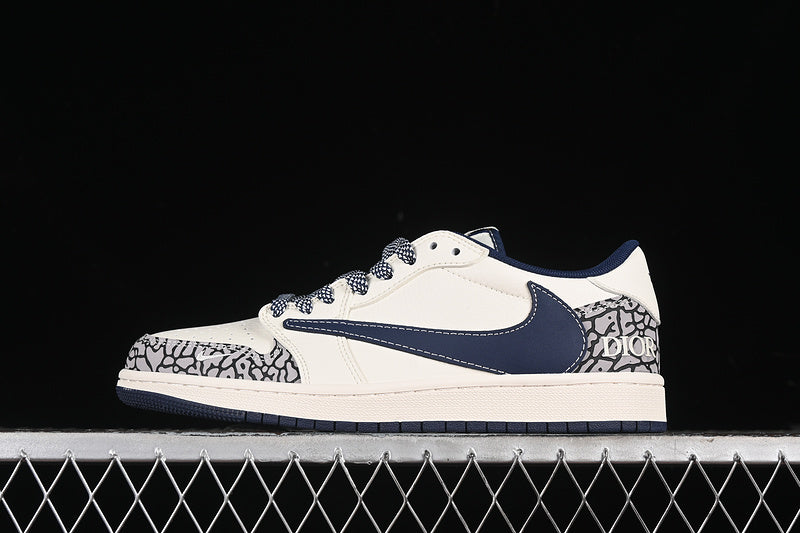 Nike Air Jordan 1 Low DIOR Travis Scott Fragment Design OG SP Black Cement White Navy Sneakers