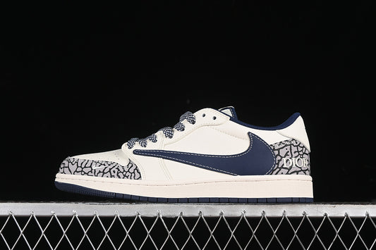 Nike Air Jordan 1 Low DIOR Travis Scott Fragment Design OG SP Black Cement White Navy Sneakers