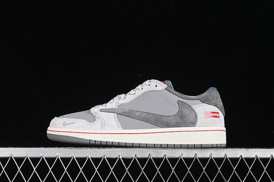 Travis Scott Fragment Design Nike Air Jordan 1 Low Supreme OG SP Grey White Sneakers