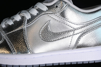 Nike Air Jordan 1 Low Metallic Silver Photon Dust Wolf Grey Sneakers