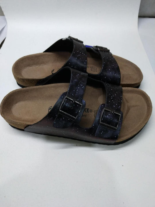 Birkenstock Two-Button Starry Purple Matte Leather Slippers