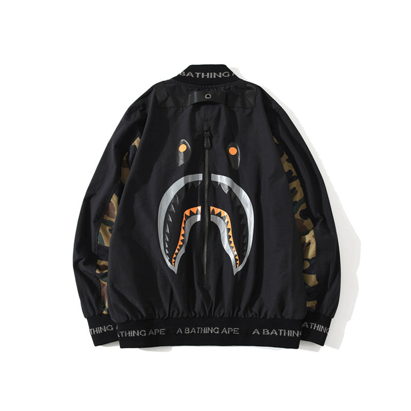 A Bathing Ape BAPE Shark Head Bump Camouflage Flight Jacket