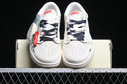 Travis Scott Fragment Design Nike Air Jordan 1 Low Supreme OG SP White Sneakers