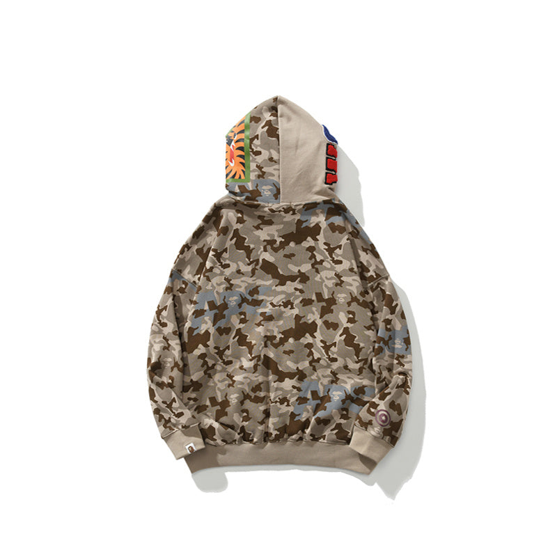 A Bathing Ape BAPE Shark Head Large Pocket Desert Color Hoodie