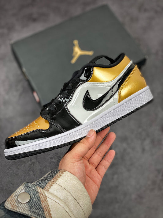 Nike Air Jordan 1 Low Gold Toe Metallic Gold Black Sneakers