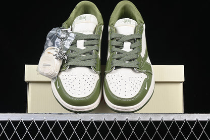 Travis Scott Fragment Design Nike Air Jordan 1 Low OG SP White Green Sneakers