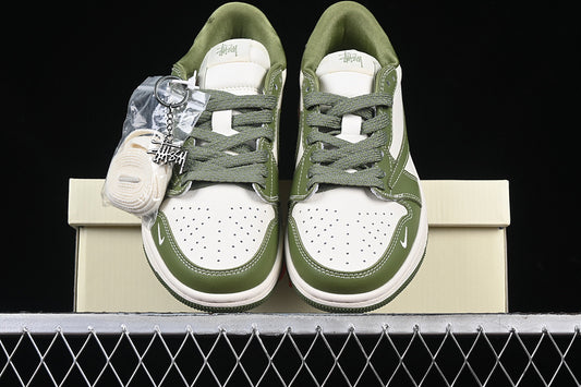 Travis Scott Fragment Design Nike Air Jordan 1 Low OG SP White Green Sneakers