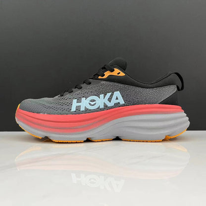 Hoka One One Bondi 8 Breathable Low-top Running Shoes Sneakers Gray/Orange