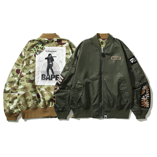 A Bathing Ape Shark-headed Military Style Double-sided Desert Camouflage Jacket