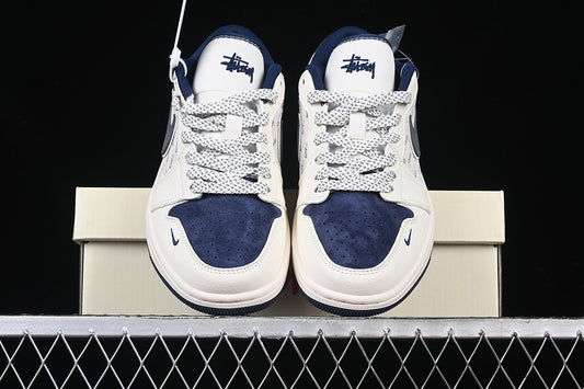 Nike Air Jordan 1 Low Navy Sole Grey White Navy Blue Sneakers