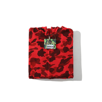 A Bathing Ape Shark Head Classic Fur Hoodie Red