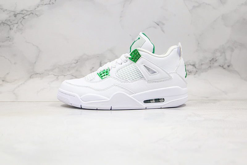 Nike Air Jordan 4 Retro White Metallic Green Sneakers