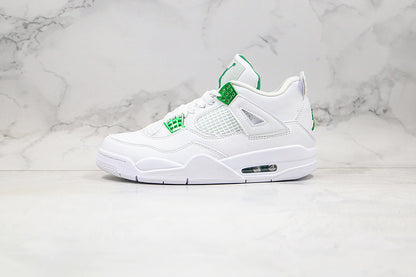 Nike Air Jordan 4 Retro White Metallic Green Sneakers