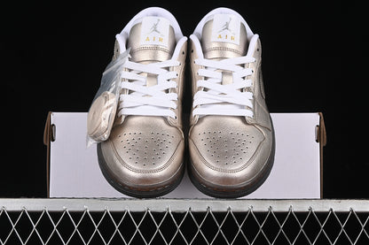 Nike Air Jordan 1 Low Summit White Brown Metal Zinc Sneakers