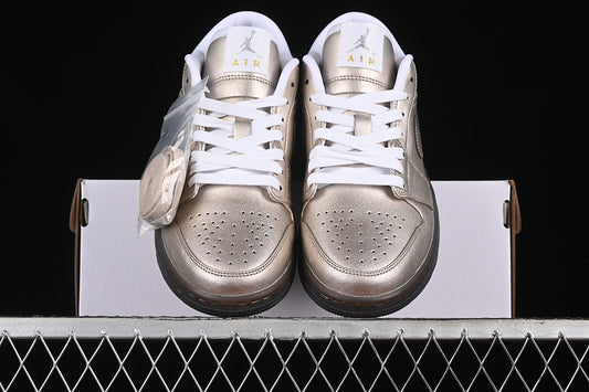 Nike Air Jordan 1 Low Summit White Brown Metal Zinc Sneakers