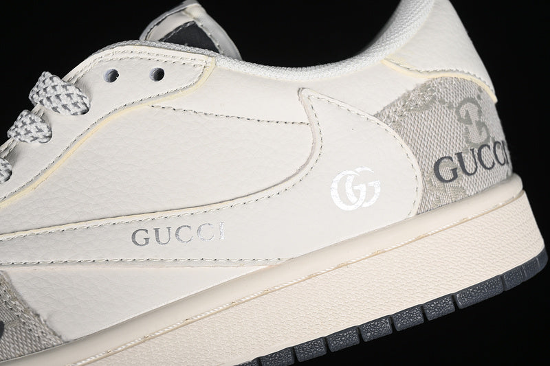 Nike Air Jordan 1 Retro Low GUCCI Travis Scott Fragment Design White Grey Sneakers
