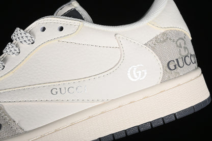 Nike Air Jordan 1 Retro Low GUCCI Travis Scott Fragment Design White Grey Sneakers