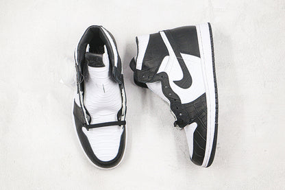 Nike Air Jordan 1 Retro Black White Crocodile Leather Sneakers
