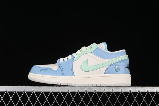 Nike Air Jordan 1 Low BAPE White Blue Sneakers