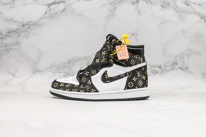 Nike Air Jordan 1 Retro LV White Black Printing Sneakers Joint Edition