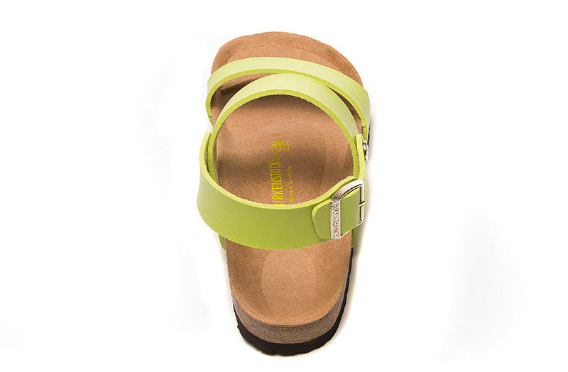 Birkenstock Light Green Casual Matte Leather Strappy Sandals
