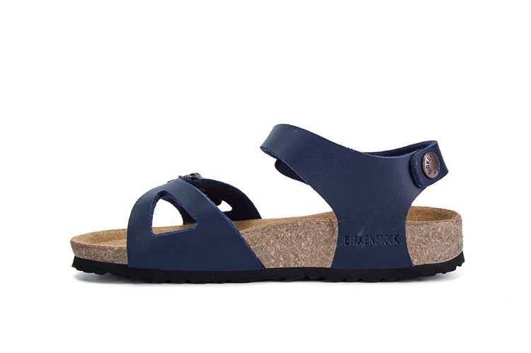 Birkenstock Single Button Navy Matte Leather Sandals