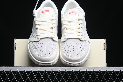 Travis Scott Fragment Design Nike Air Jordan 1 Low Supreme OG SP Light Grey White Fashion Sneakers