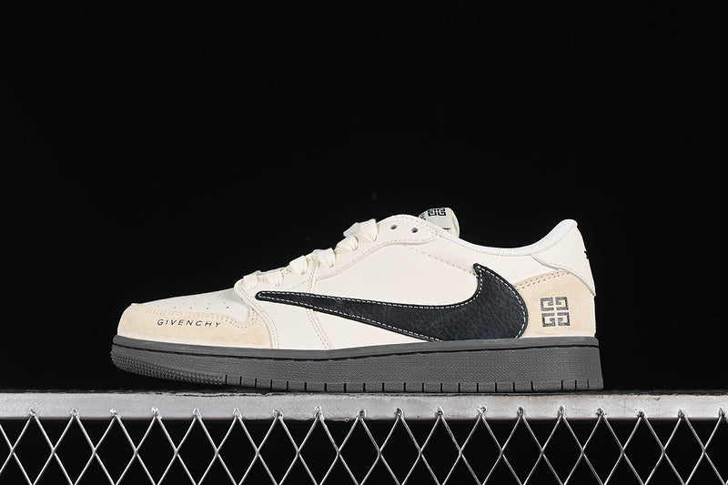 Nike Air Jordan 1 Low Givenchy Travis Scott Fragment Design OG SP Dark Grey Sole Beige White Black Sneakers