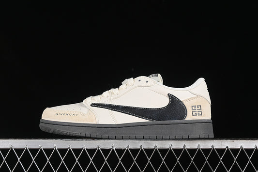 Nike Air Jordan 1 Low Givenchy Travis Scott Fragment Design OG SP Dark Grey Sole Beige White Black Sneakers