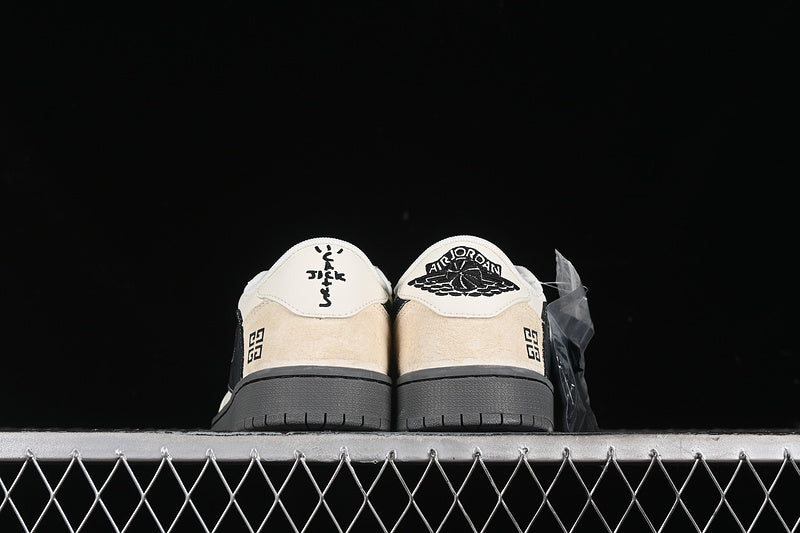 Nike Air Jordan 1 Low Givenchy Travis Scott Fragment Design OG SP Dark Grey Sole Beige White Black Sneakers