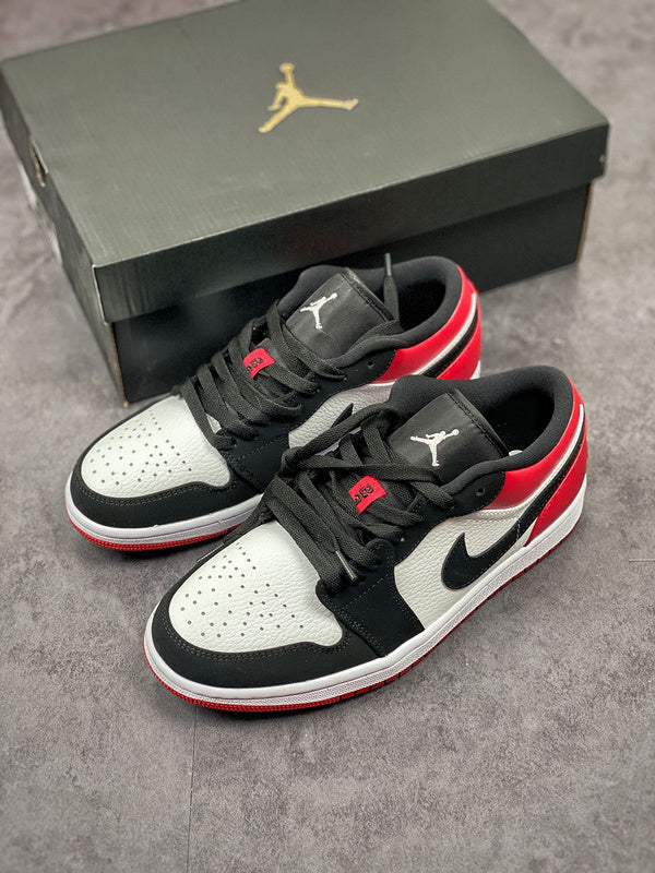 Nike Air Jordan 1 Low GS Black Toe Red White Sneakers