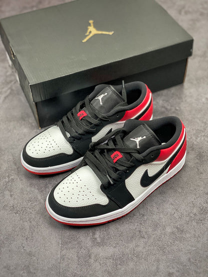 Nike Air Jordan 1 Low GS Black Toe Red White Sneakers